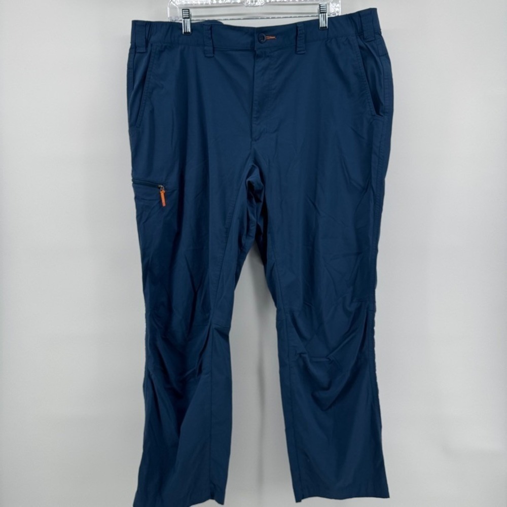 Orvis Tech Pants Mens XL 42x30 Blue Nylon Hiking Cargo Zip Pocket